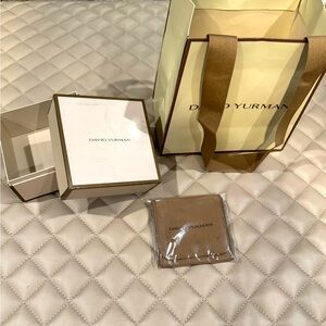 David Yurman silk pouch, hard carton box, shopping bag.